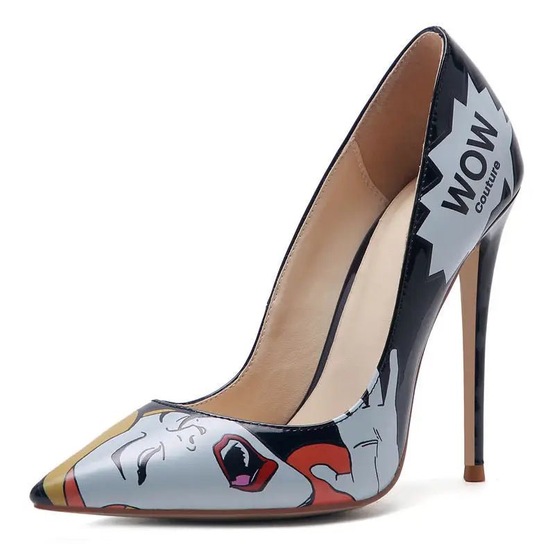 3D Printed High Heels | Stylish 12cm Microfiber Stilettos snake - label
