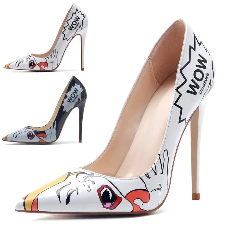 3D Printed High Heels | Stylish 12cm Microfiber Stilettos snake - label