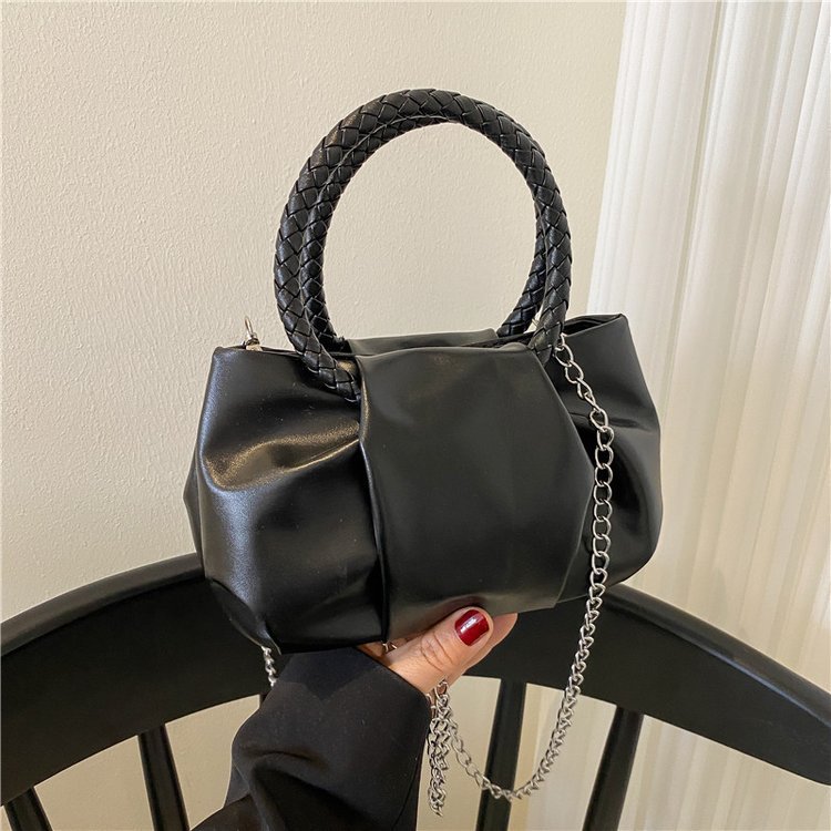 Portable Cloud Underarm Pleated Tote - Stylish Chain Crossbody Bag for Women snake - label