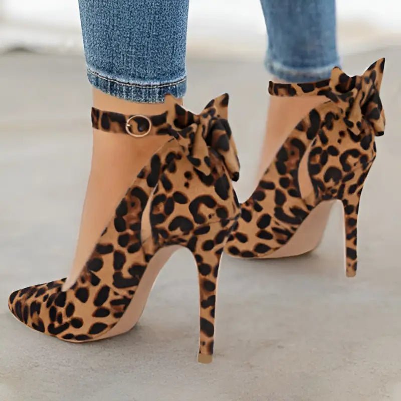 Bow High Heels with 8CM Heel & Pointed Toe - Stylish Fashion Sandals snake - label
