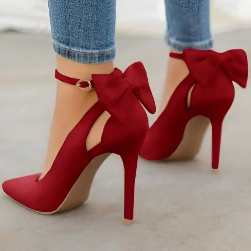 Bow High Heels with 8CM Heel & Pointed Toe - Stylish Fashion Sandals snake - label