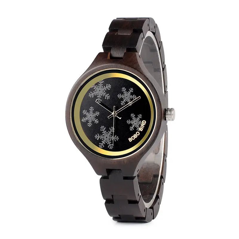 Business Casual Wooden Watches for Men, Quartz Movement, Butterfly Buckle snake - label