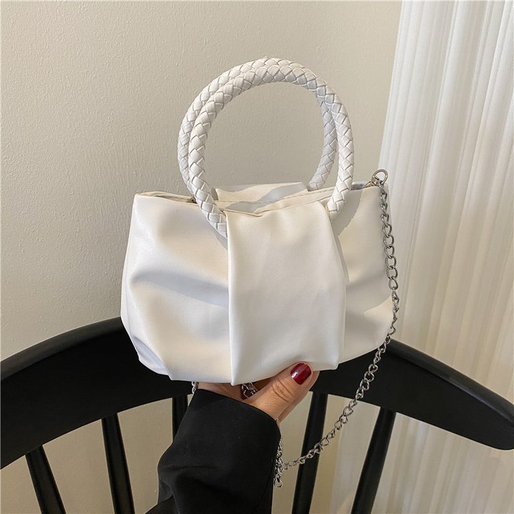 Portable Cloud Underarm Pleated Tote - Stylish Chain Crossbody Bag for Women snake - label