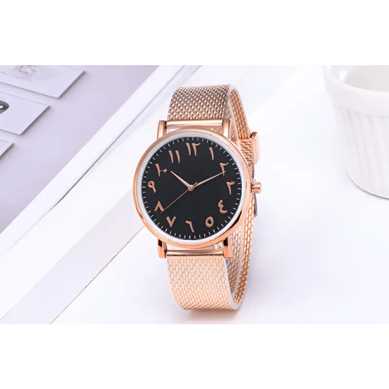Digital Mesh Band Watches - Stylish 40mm Slim Profile Pointer Display Timepiece snake - label