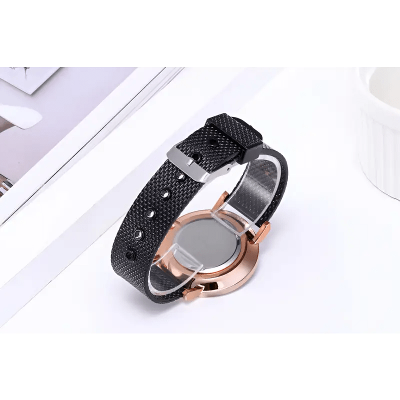 Digital Mesh Band Watches - Stylish 40mm Slim Profile Pointer Display Timepiece snake - label