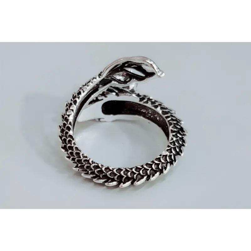 Dragon Ring - Premium Copper Zodiac Motif Ring with Radiant Green Color snake - label