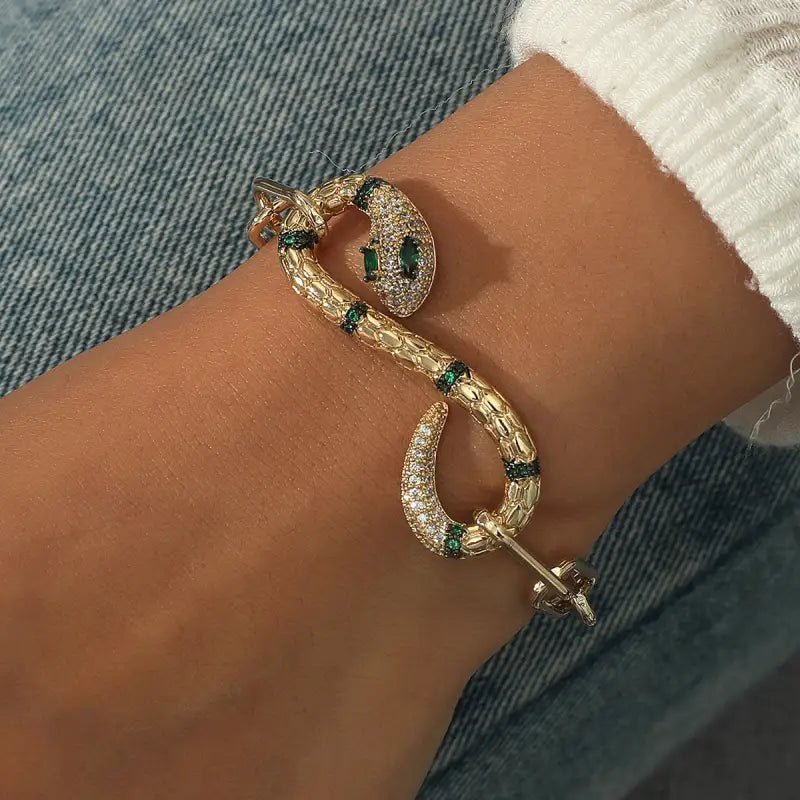 Exotic Snake Bracelet with Elegant Gold Design & Unique Style snake - label