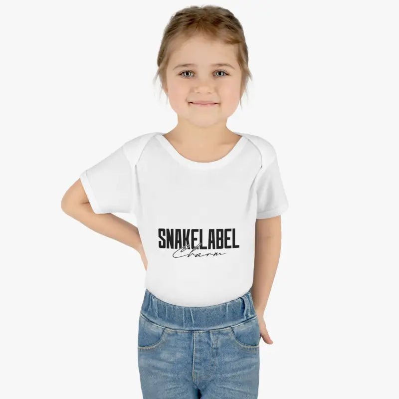 Infant Baby Rib Bodysuit with Lap Shoulders & Tear - Away Label snake - label