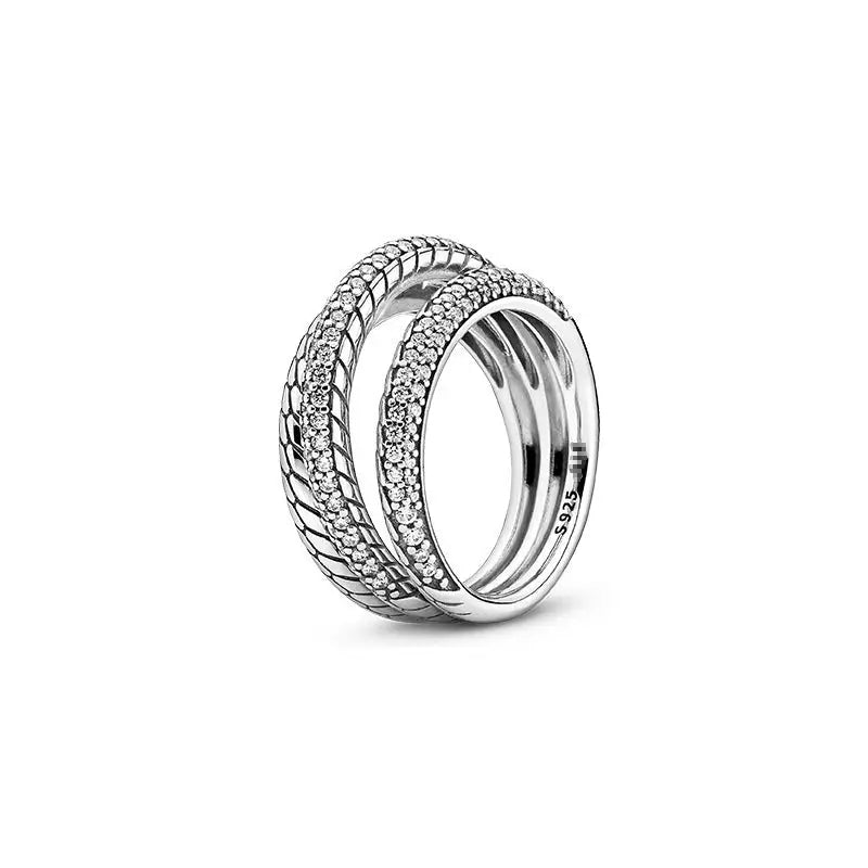 Snake Bone Chain Ring - Korean Style Geometric Crescent Design in Sterling Silver snake - label