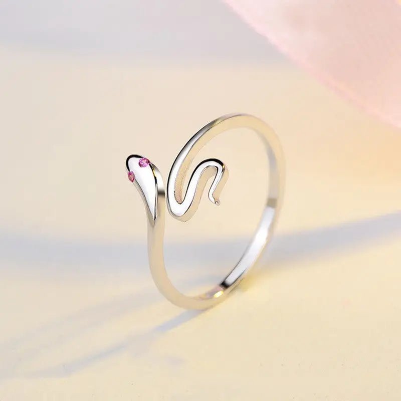 Snake Opening Lovers Ring with Adjustable Size & 925 Sterling Silver snake - label