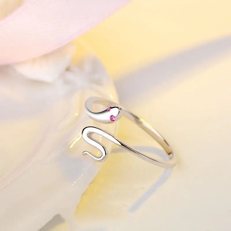 Snake Opening Lovers Ring with Adjustable Size & 925 Sterling Silver snake - label