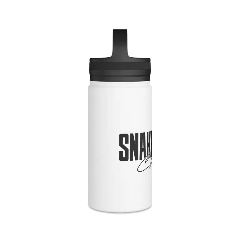 Stainless Steel Water Bottle with Handle Lid - Keeps Drinks Cold for 24 Hours snake - label