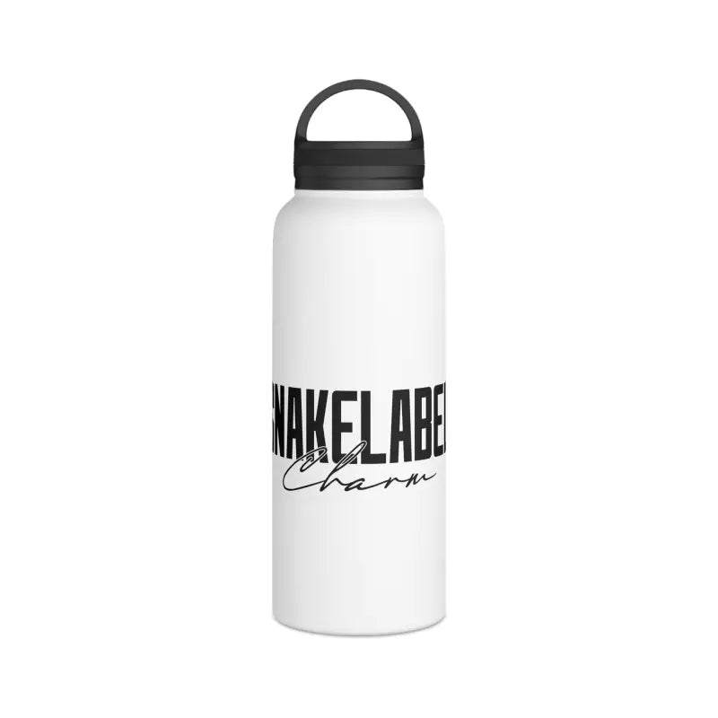 Stainless Steel Water Bottle with Handle Lid - Keeps Drinks Cold for 24 Hours snake - label