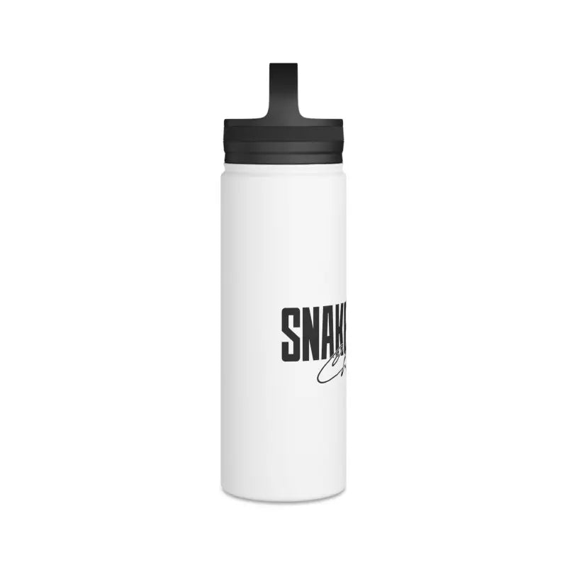Stainless Steel Water Bottle with Handle Lid - Keeps Drinks Cold for 24 Hours snake - label