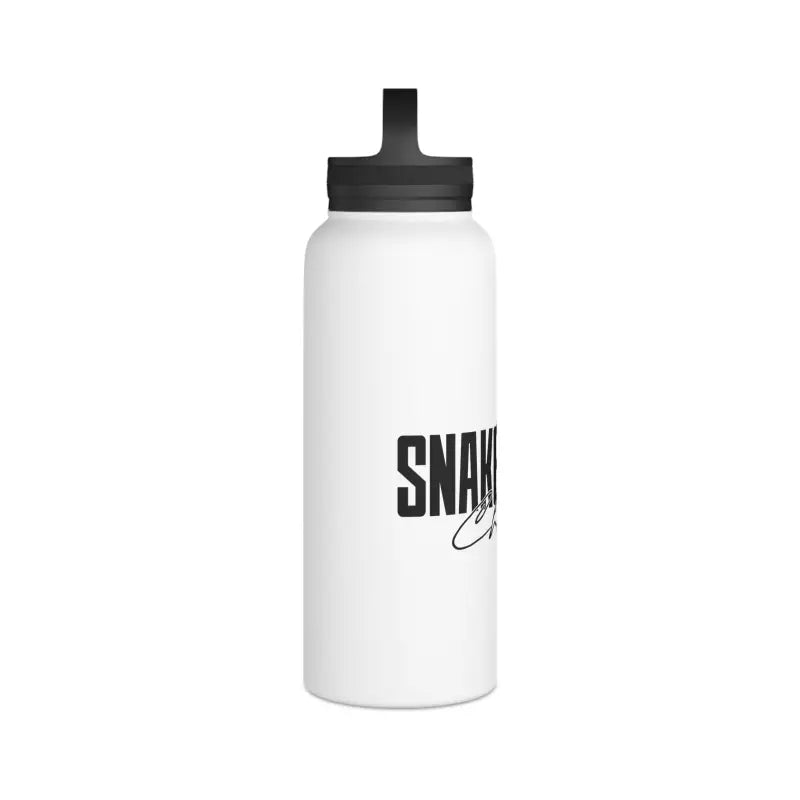Stainless Steel Water Bottle with Handle Lid - Keeps Drinks Cold for 24 Hours snake - label