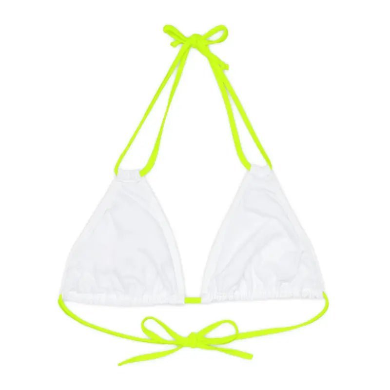 Strappy Triangle Bikini Top with Adjustable Straps & Removable Cups snake - label