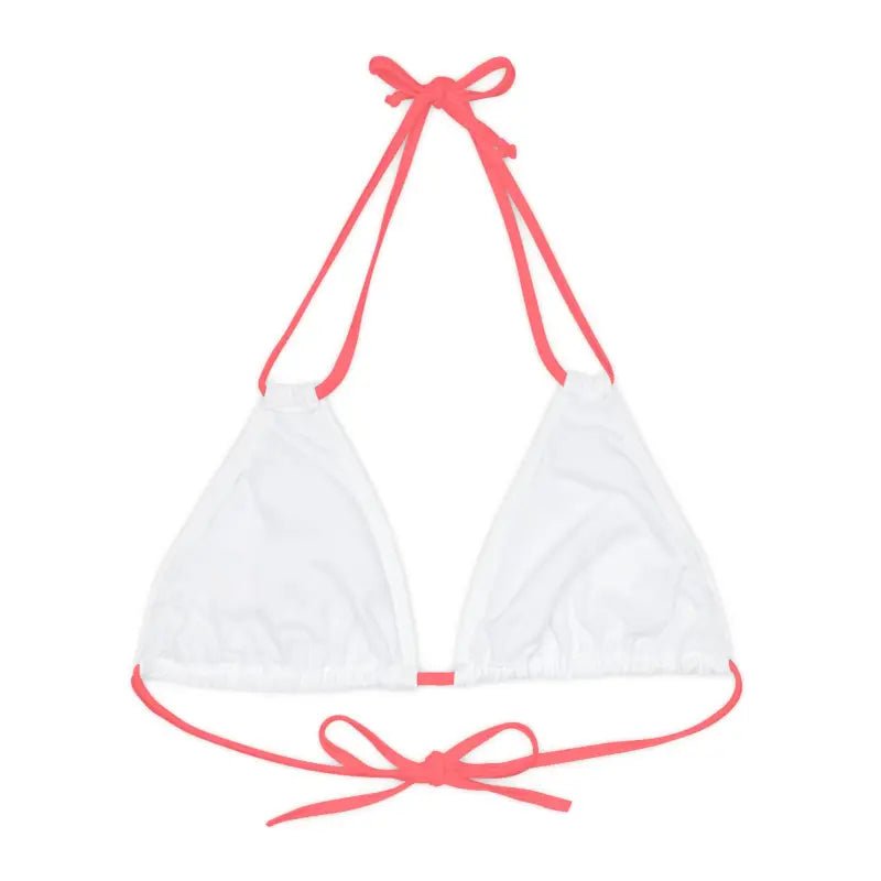 Strappy Triangle Bikini Top with Adjustable Straps & Removable Cups snake - label