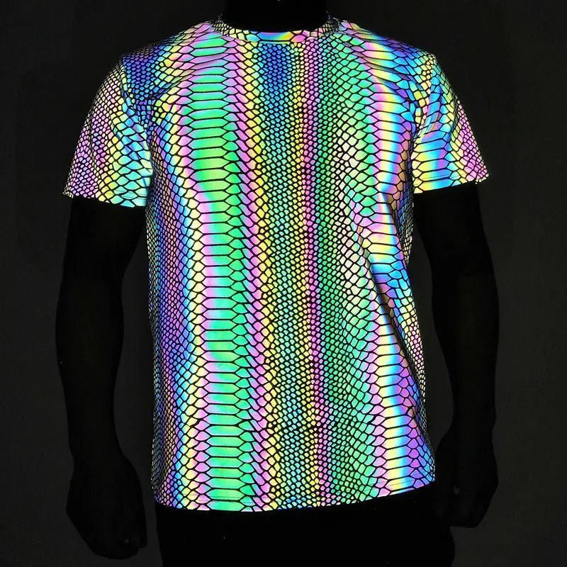 Stretch Snake Print Reflective T-Shirt with Safety Reflective Elements in 5 Sizes snake - label