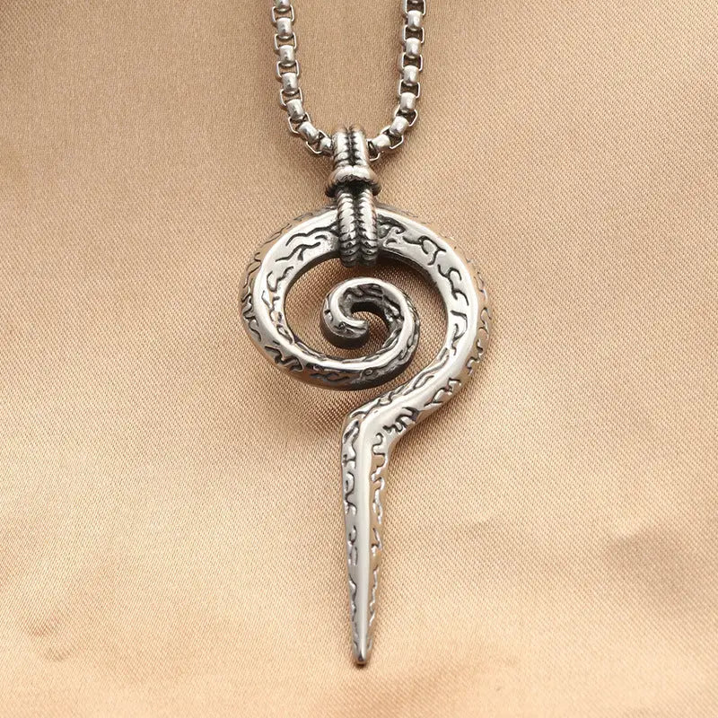 Titanium Steel Snake Pendant for Men | Geometric Design, Retro Style snake - label