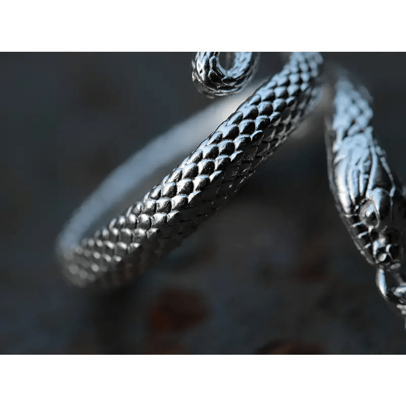 Twelve Zodiac Snake Ring in 99% Pure Silver with Enamel Finish snake - label