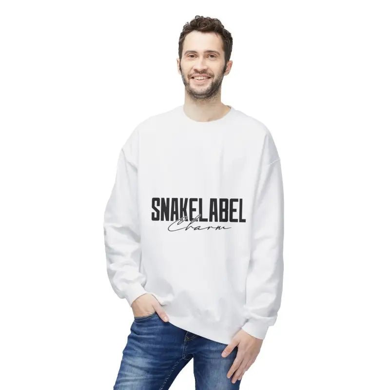 Unisex Midweight Softstyle Fleece snake Crewneck Sweatshirt with Brushed Interior & Eco - Conscious Design snake - label