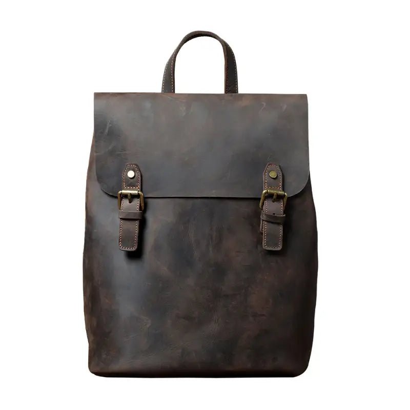 Urban Backpack with Top Layer Cowhide Material & Multiple Compartments snake - label