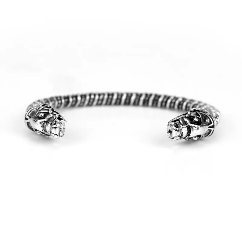 Viking Snake Bracelet - Geometric Design, Silver Alloy, Unisex Style snake - label