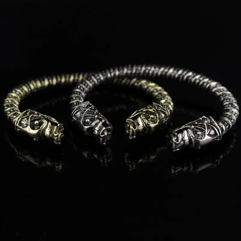 Viking Snake Bracelet - Geometric Design, Silver Alloy, Unisex Style snake - label