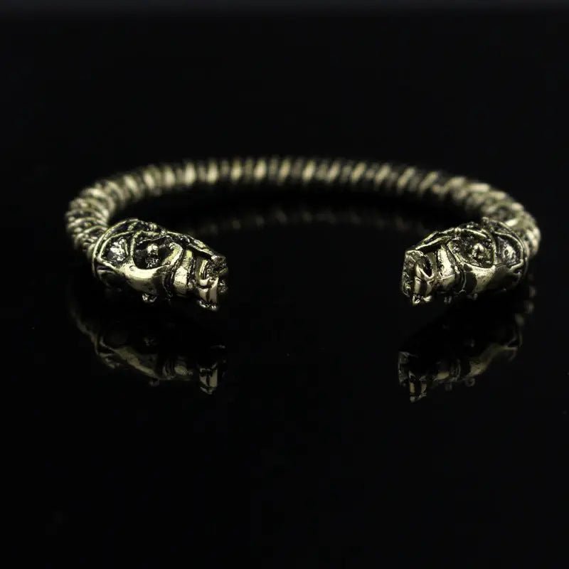 Viking Snake Bracelet - Geometric Design, Silver Alloy, Unisex Style snake - label