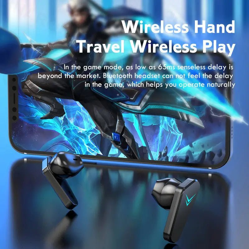 WIRELESS Gaming Headphones | Long Battery Life, Bluetooth 5.0 | 10m Range, 3h Music, 4h Talk | Touch Controls snake - label