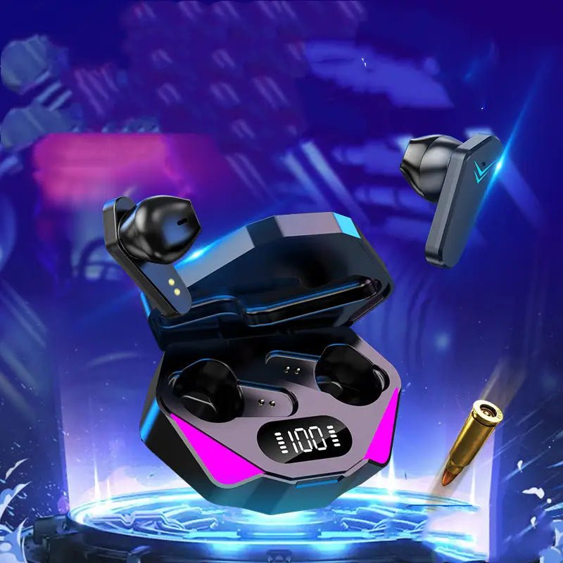 WIRELESS Gaming Headphones | Long Battery Life, Bluetooth 5.0 | 10m Range, 3h Music, 4h Talk | Touch Controls snake - label