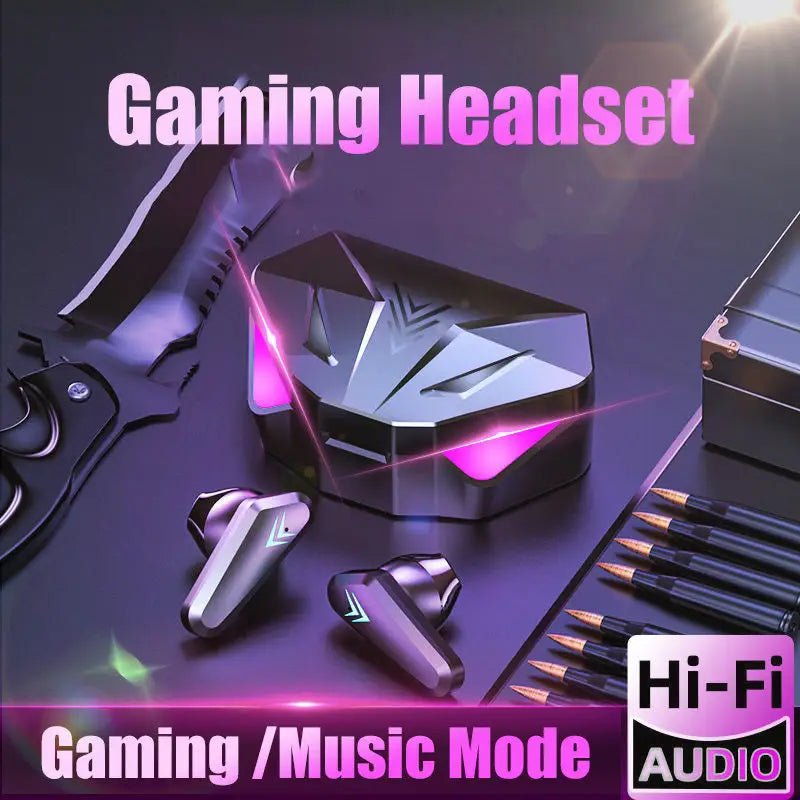 WIRELESS Gaming Headphones | Long Battery Life, Bluetooth 5.0 | 10m Range, 3h Music, 4h Talk | Touch Controls snake - label