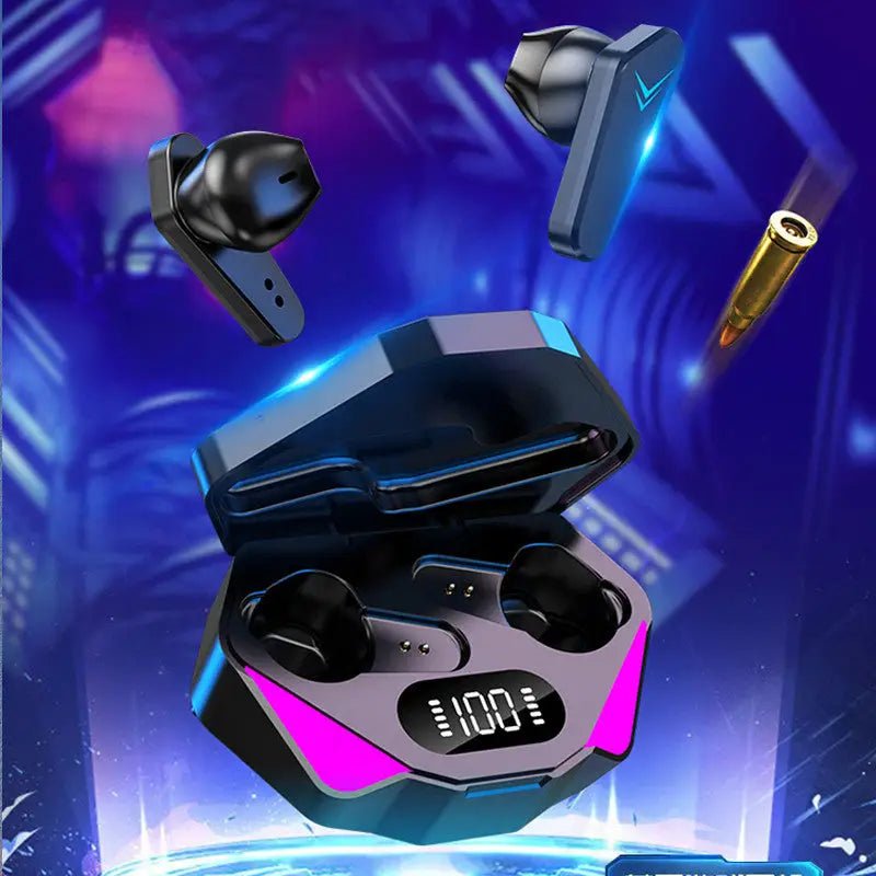 WIRELESS Gaming Headphones | Long Battery Life, Bluetooth 5.0 | 10m Range, 3h Music, 4h Talk | Touch Controls snake - label