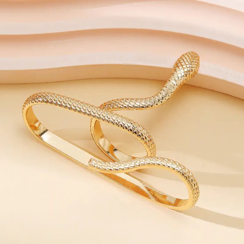 Women's Fashionable Snake Ring with Gold Inlay - Exquisite Design, snake - label