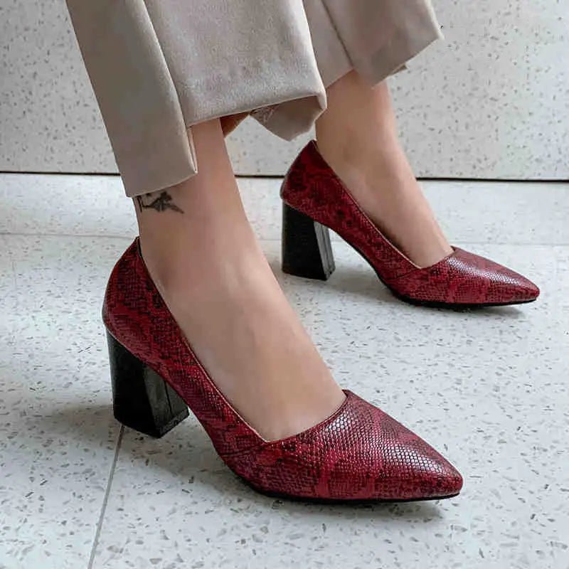 Women's Snake Shoes: Stylish 8CM Heel, Cushioned Comfort & Multiple Colors snake - label
