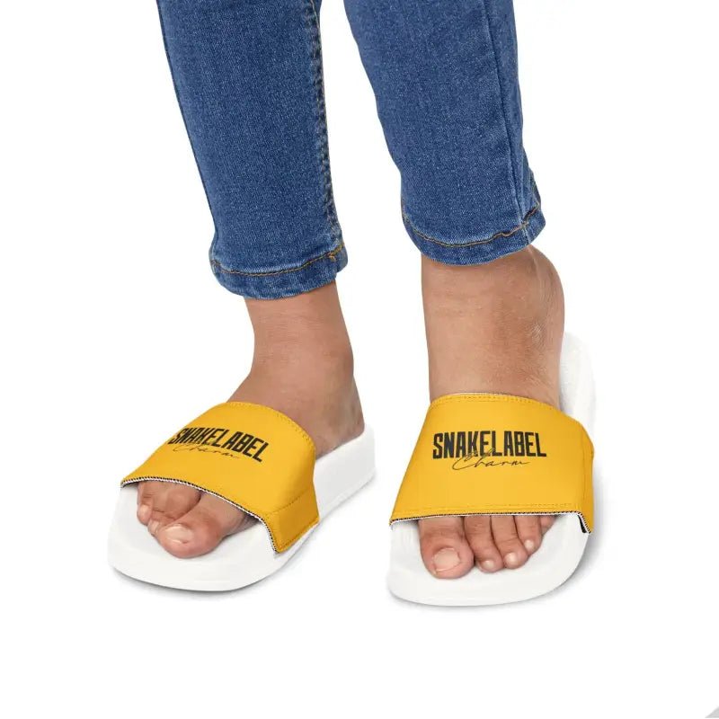 Youth Removable - Strap Sandals: Durable Customizable Kids Slides snake - label