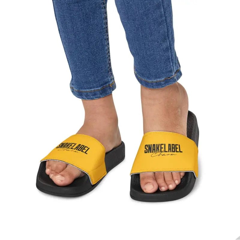 Youth Removable - Strap Sandals: Durable Customizable Kids Slides snake - label