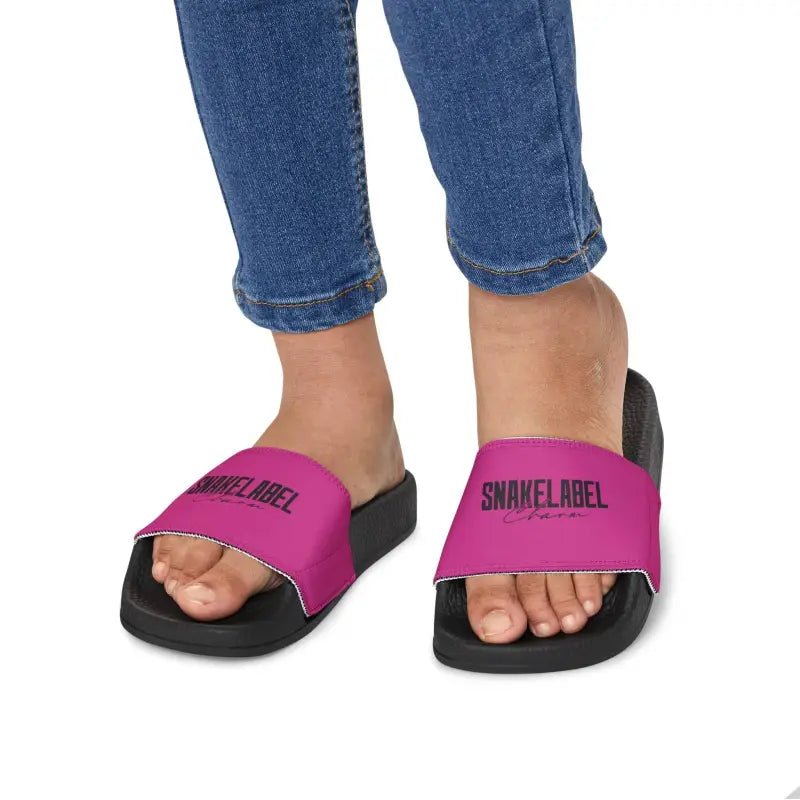 Youth Removable - Strap Slide Sandals with Customizable Straps snake - label