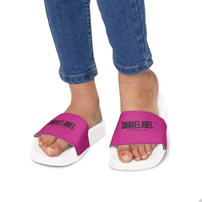 Youth Removable - Strap Slide Sandals with Customizable Straps snake - label