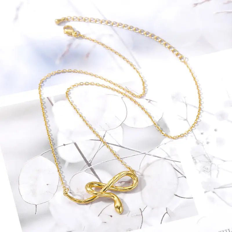 Zodiac Animal Snake Pendant with Adjustable Stainless Steel Chain snake - label