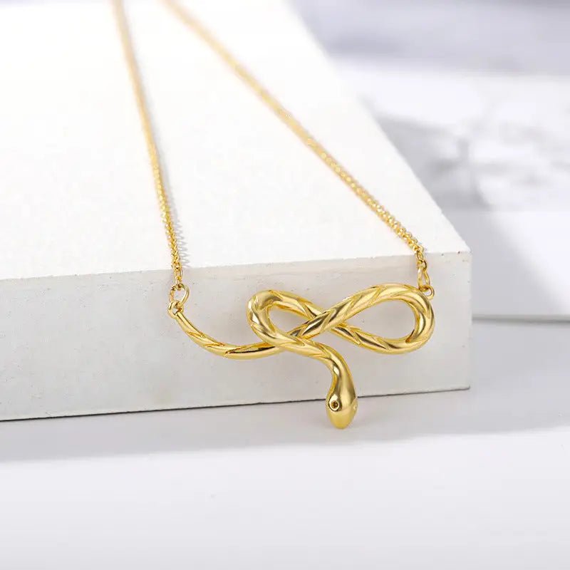 Zodiac Animal Snake Pendant with Adjustable Stainless Steel Chain snake - label