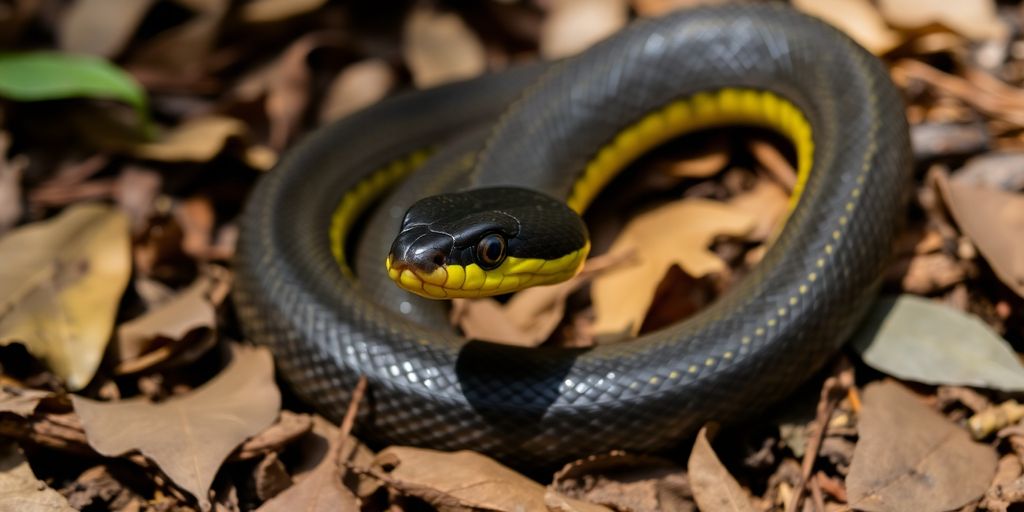 snake yellow ring around neck - snake-label