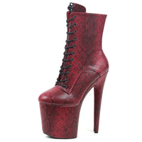 Super High Heel Ankle Boots Snake Print