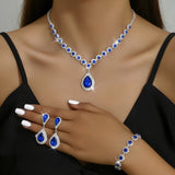 Bridal Jewelry Set - Fashion Necklace, Ear Studs, and Bracelet Three-Piece Suit for Weddings and Special Occasions