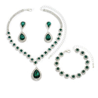 Bridal Jewelry Set - Fashion Necklace, Ear Studs, and Bracelet Three-Piece Suit for Weddings and Special Occasions