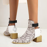 Snake-print Martin Boots With Thick Heels