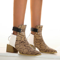 Snake-print Martin Boots With Thick Heels