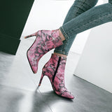 Pointed stiletto heel fashion side zipper sexy snake boots