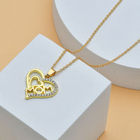 Mom Heart-Shaped Diamond Letter Necklace - Elegant Fine Jewelry for Women, Perfect Mother's Day Gift