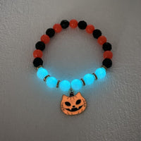 Halloween Vintage Beaded Bracelet - Pumpkin Head, Witch Hat, Kitten, Gothic Geometric Design with Natural Stone, Multicolor Party Jewelry for Women snake - label